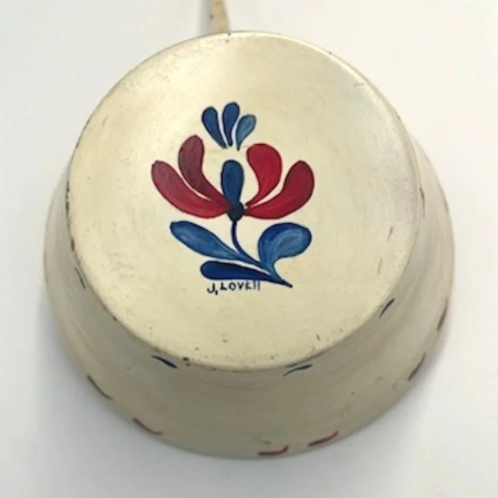 Vintage Hand Painted Dipper Ladle Floral Farmhouse Cottage Decor Signed J Lovell